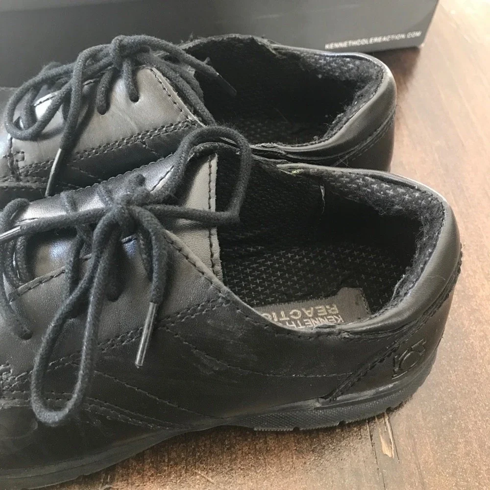 Kenneth Cole New York Boys Black Leather Dress Shoes Size 2.5 Little Kid Lace Up